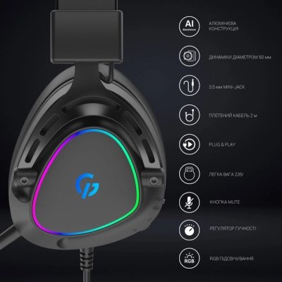 Навушники GamePro HS783 RGB Black (HS783)