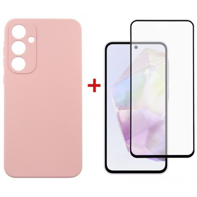 Чохол до мобільного телефона Dengos Samsung Galaxy A35 5G + Glass Pink (DG-KM-91)