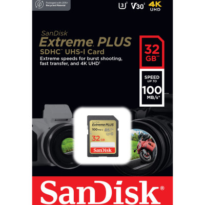 Карта пам'яті SanDisk 32GB SDXC class 10 Extreme PLUS (SDSDXWT-032G-GNCIN)