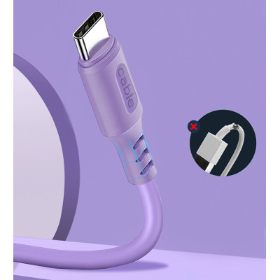 Дата кабель USB 2.0 AM to Type-C 1.0m soft silicone violet ColorWay (CW-CBUC044-PU)