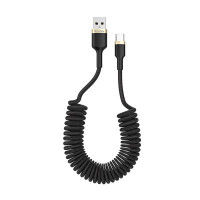 Дата кабель USB 2.0 AM to Type-C 1.0m spiral black ColorWay (CW-CBUC051-BK)