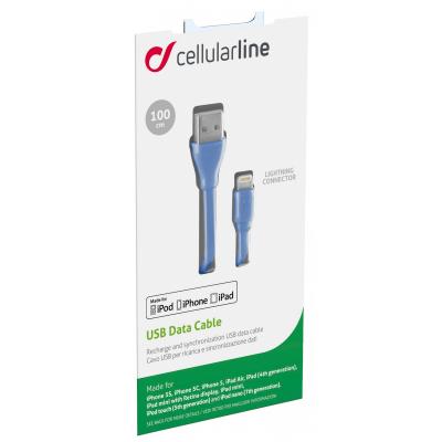 Дата кабель USB 2.0 AM to Lightning 1.0m blue Cellularline (USBDATACFLMFIIPH5B)