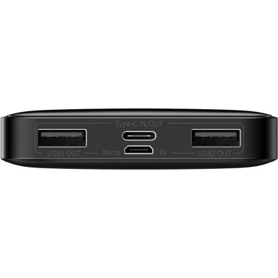 Батарея універсальна Baseus Bipow 10000mAh, PD/15W, USB-C/3A, 2*USB-A/3A(max.), black (PPDML-I01)