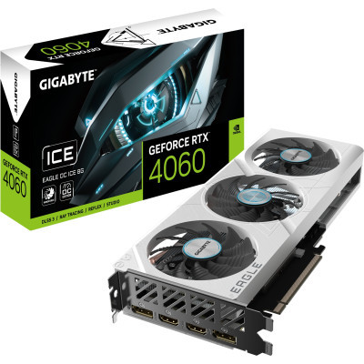 Відеокарта GIGABYTE GeForce RTX4060 8Gb EAGLE OC ICE (GV-N4060EAGLEOC ICE-8GD)