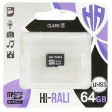 Карта пам'яті Hi-Rali 64GB microSD class10 UHS-I U3 (HI-64GBSDU3CL10-00)