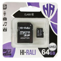 Карта пам'яті Hi-Rali 64GB microSD class10 UHS-I U3 (HI-64GBSDU3CL10-01)