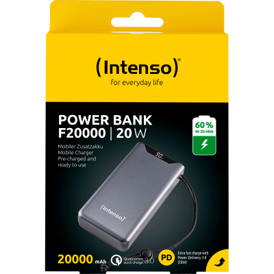 Батарея універсальна Intenso F20000 20000mAh PD/18W, QC3.0, grey (7332054)
