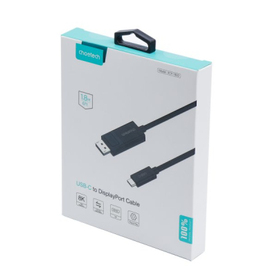 Кабель мультимедійний USB-C to DisplayPort 1.8m 8K 30Hz Choetech (XCP-1803-BK)