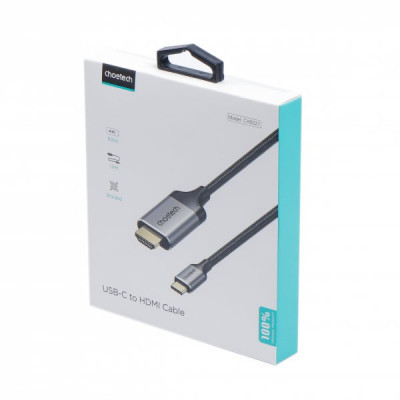 Кабель мультимедійний USB-C to HDMI 1.8m 4K 60Hz Choetech (CH0021-BK)