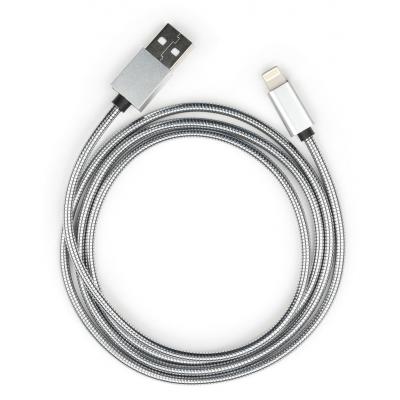 Дата кабель USB 2.0 AM to Lightning 1m stainless steel silver Vinga (VCPDCLSSJ1S)