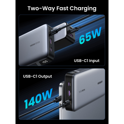 Батарея універсальна Ugreen 25000mAh 145W Two-way PD 3.1 grey (PB205)