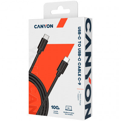 Дата кабель USB-C to USB-C 1.2m 100W 20V/ 5A black Canyon (CNS-USBC9B)
