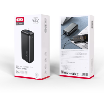 Батарея універсальна XO 30000mAh, PD/20W, QC/22.5W, black (PR200_Black)