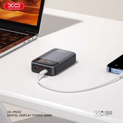 Батарея універсальна XO 10000mAh, PD/30W, QC/22.5W, PPS/33W, black (PR232_Black)