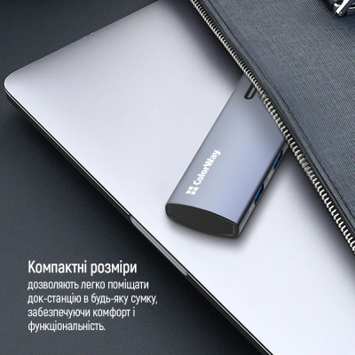 Порт-реплікатор ColorWay Docking Station USB-C 5-в-1 Type C PD 100W/USB3.0х3/HDMI 4К (CW-HUB01)