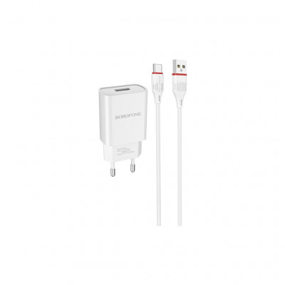 Зарядний пристрій BOROFONE BA20A Sharp single port charger set(Type-C) White (BA20ACW)