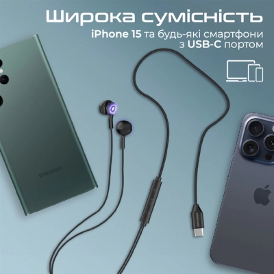 Навушники Promate LumiBuds-C Black (lumibuds-c.black)