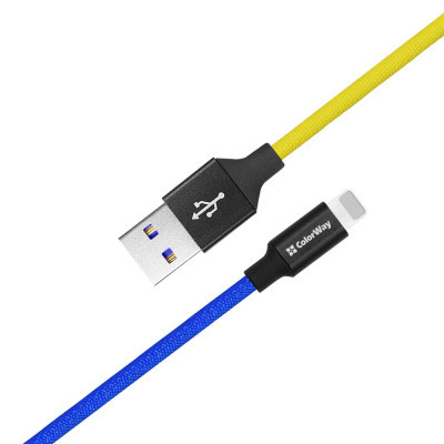 Дата кабель USB 2.0 AM to Lightning 1.0m National ColorWay (CW-CBUL052-BLY)