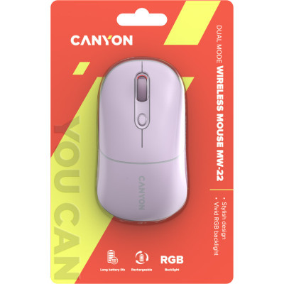 Мишка Canyon MW-22 Dual Band RGB Wireless Pearl Rose (CNS-CMSW22PR)