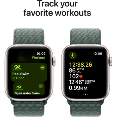 Смарт-годинник Apple Watch SE 2024 GPS 40mm Starlight Aluminium Case with Lake Green Sport Loop (MXEH3QH/A)
