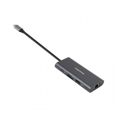 Концентратор PowerPlant USB-C to 2xUSB 3.0, 1xUSB 2.0, 1xType-C (PD), HDMI, SD, RJ45 (CA913497)