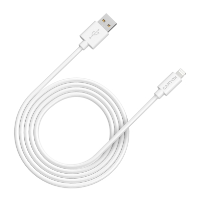 Дата кабель USB 2.0 AM to Lightning 1.0m MFI white Canyon (CNS-MFIC12W)