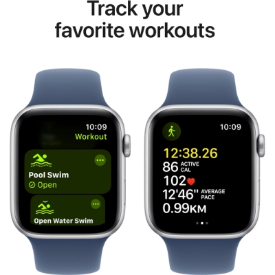 Смарт-годинник Apple Watch SE 2024 GPS 44mm Silver Aluminium Case with Denim Sport Band - S/M (MXEQ3QH/A)