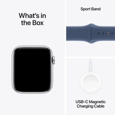 Смарт-годинник Apple Watch SE 2024 GPS 44mm Silver Aluminium Case with Denim Sport Band - S/M (MXEQ3QH/A)