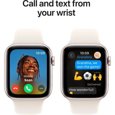 Смарт-годинник Apple Watch SE 2024 GPS 44mm Starlight Aluminium Case with Starlight Sport Band - S/M (MXEU3QH/A)
