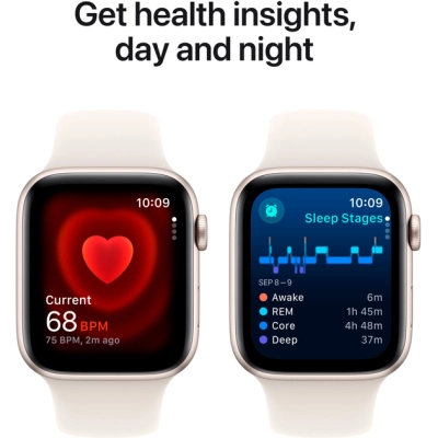 Смарт-годинник Apple Watch SE 2024 GPS 44mm Starlight Aluminium Case with Starlight Sport Band - M/L (MXEV3QH/A)
