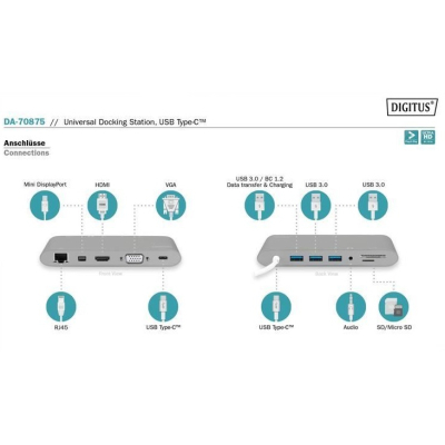 Порт-реплікатор Digitus USB-C, 11 Port (DA-70875)