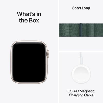 Смарт-годинник Apple Watch SE 2024 GPS 44mm Starlight Aluminium Case with Lake Green Sport Loop (MXEW3QH/A)