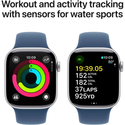 Смарт-годинник Apple Watch Series 10 GPS 42mm Silver Aluminium Case with Denim Sport Band - M/L (MWWC3QH/A)