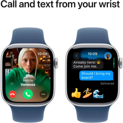Смарт-годинник Apple Watch Series 10 GPS 42mm Silver Aluminium Case with Denim Sport Band - M/L (MWWC3QH/A)