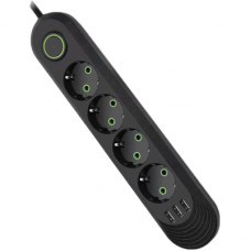 Мережевий фільтр живлення Voltronic F04U, 4роз EU, 3*USB Black (F04U-Black)