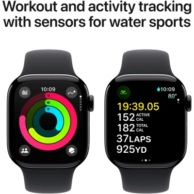 Смарт-годинник Apple Watch Series 10 GPS 42mm Jet Black Aluminium Case with Black Sport Band - S/M (MWWE3QH/A)