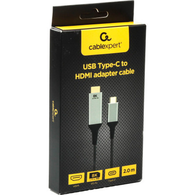 Кабель мультимедійний USB-C to HDMI 2.0m 8K 60Hz Cablexpert (A-CM-HDMIM8K-2M)