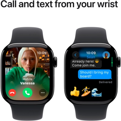 Смарт-годинник Apple Watch Series 10 GPS 42mm Jet Black Aluminium Case with Black Sport Band - M/L (MWWF3QH/A)