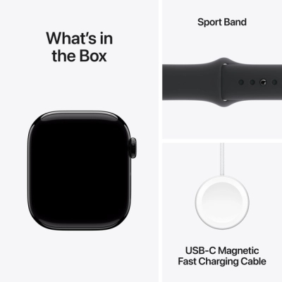 Смарт-годинник Apple Watch Series 10 GPS 42mm Jet Black Aluminium Case with Black Sport Band - M/L (MWWF3QH/A)