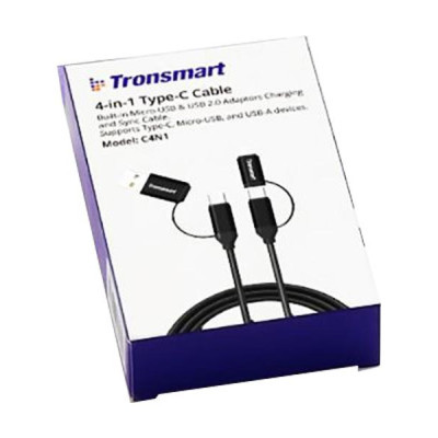 Дата кабель C4N1 4-in-1 USB Type-C Cable 1m Black Tronsmart (250290)