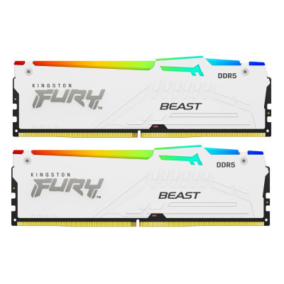 Модуль пам'яті для комп'ютера DDR5 32GB (2x16GB) 5200 MHz Beast White RGB Kingston Fury (ex.HyperX) (KF552C36BWEAK2-32)