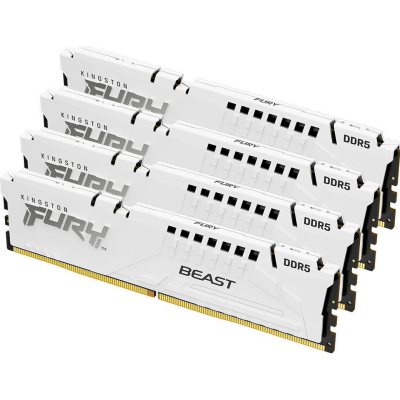 Модуль пам'яті для комп'ютера DDR5 128GB (4x32GB) 5600 MHz FURY Beast White Kingston Fury (ex.HyperX) (KF556C40BWK4-128)