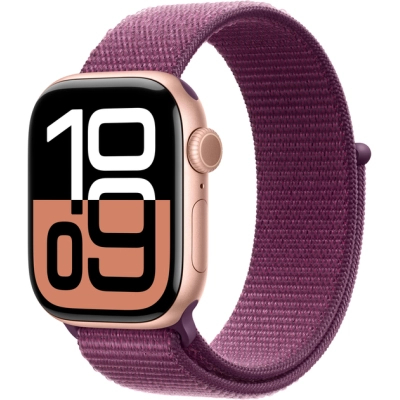 Смарт-годинник Apple Watch Series 10 GPS 42mm Rose Gold Aluminium Case with Plum Sport Loop (MWWK3QH/A)