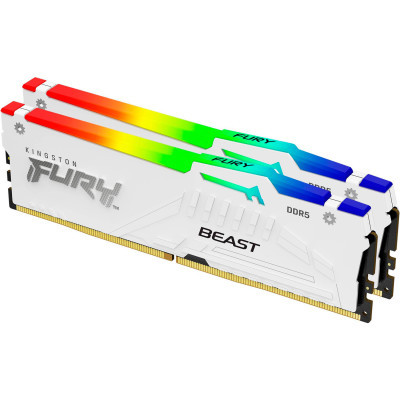 Модуль пам'яті для комп'ютера DDR5 64GB (2x32GB) 5200 MHz FURY Beast White RGB Kingston Fury (ex.HyperX) (KF552C40BWAK2-64)