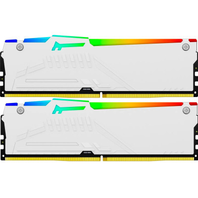 Модуль пам'яті для комп'ютера DDR5 64GB (2x32GB) 5200 MHz FURY Beast White RGB Kingston Fury (ex.HyperX) (KF552C40BWAK2-64)