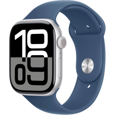 Смарт-годинник Apple Watch Series 10 GPS 46mm Silver Aluminium Case with Denim Sport Band - S/M (MWWL3QH/A)
