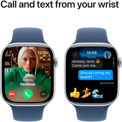 Смарт-годинник Apple Watch Series 10 GPS 46mm Silver Aluminium Case with Denim Sport Band - S/M (MWWL3QH/A)