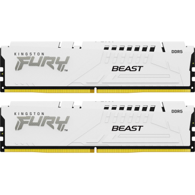 Модуль пам'яті для комп'ютера DDR5 64GB (2x32GB) 5600 MHz FURY Beast White Kingston Fury (ex.HyperX) (KF556C40BWK2-64)