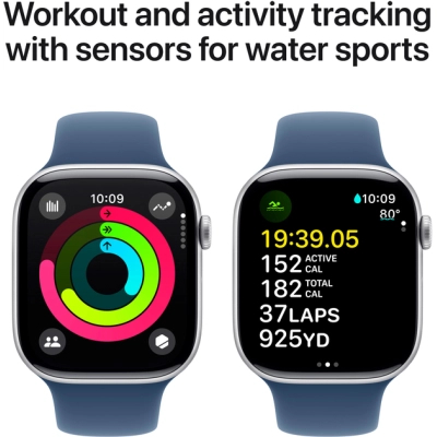 Смарт-годинник Apple Watch Series 10 GPS 46mm Silver Aluminium Case with Denim Sport Band - M/L (MWWM3QH/A)