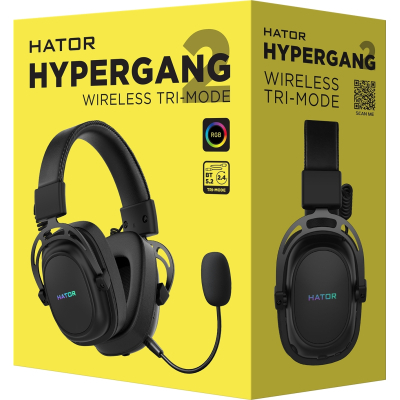 Навушники Hator Hypergang 2 Wireless Tri-Mode Black (HTA-950)